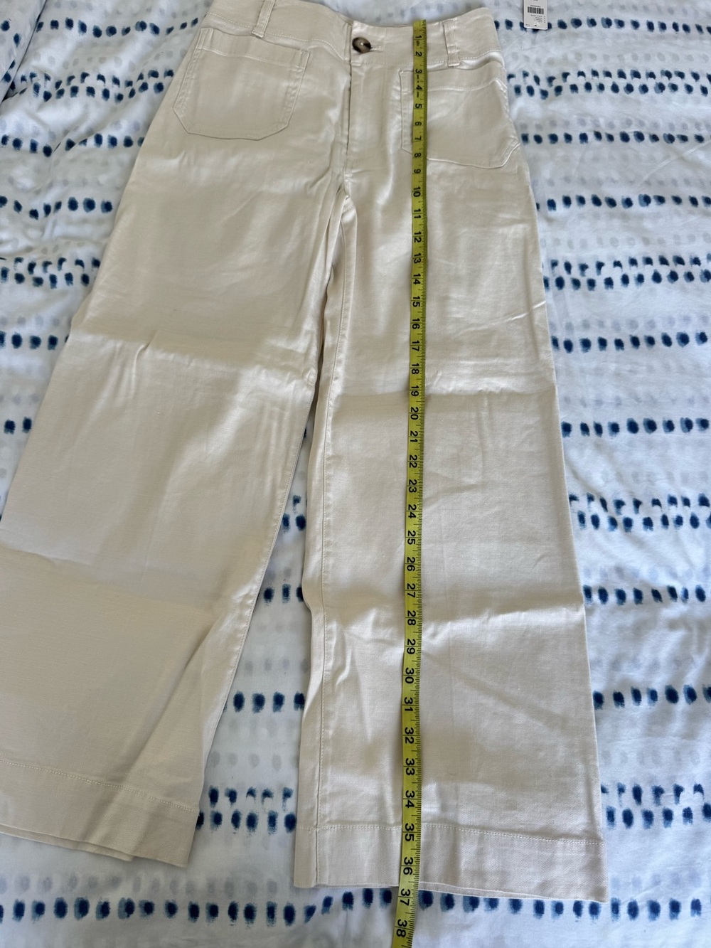 Maeve The Colette Linen Blend Crop Wide-leg Pants in Chalk White - Size 26 - Picture 13 of 15